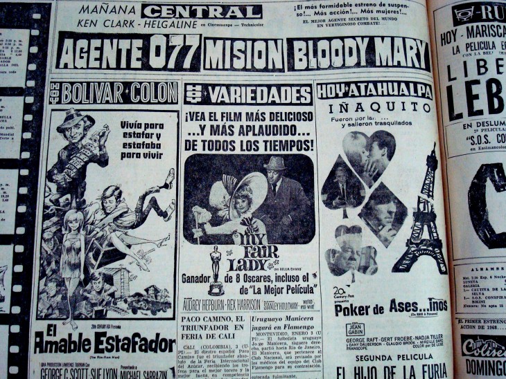 cartelera de cine en el periódico 