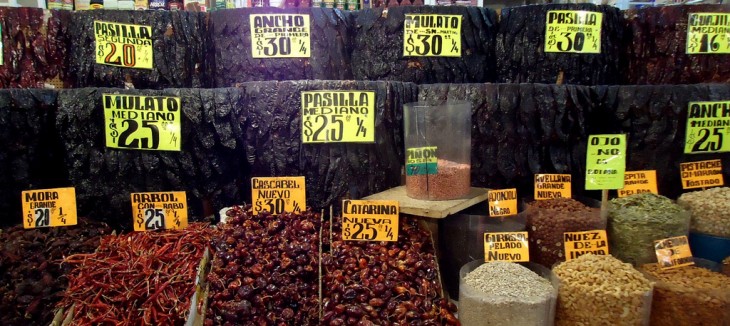 canastas con chiles mexicanos y su precio 