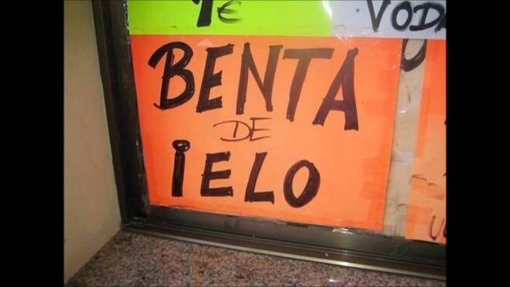 venta de hielo mal escrito