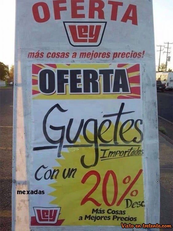 cartel mal escrito de supermercado