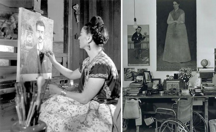 Frida Kahlo en su estudio 