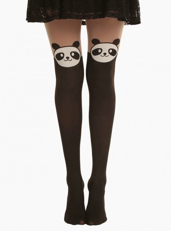 Medias con diseño de oso panda 