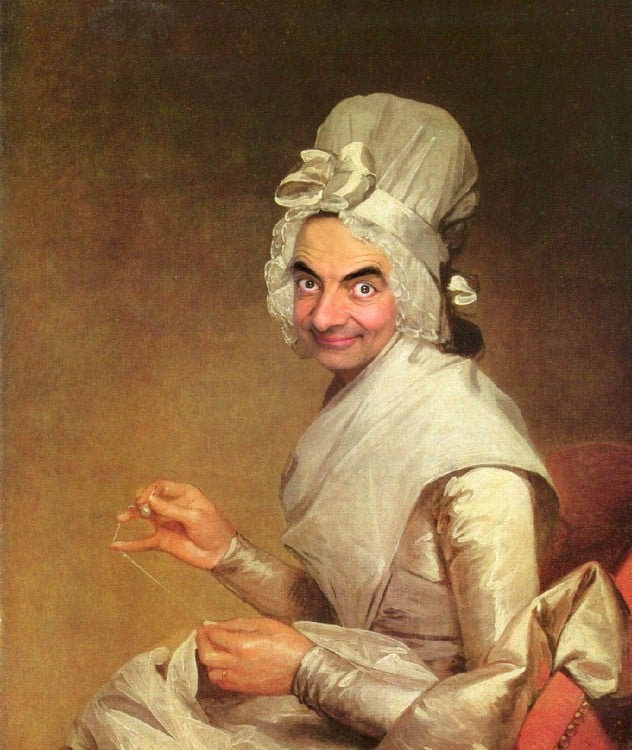 Retrato de Catherine Brass con la cara de Mr. Bean 