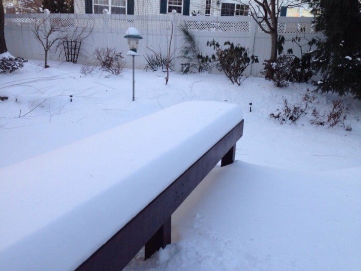 Banca cubierta de nieve 