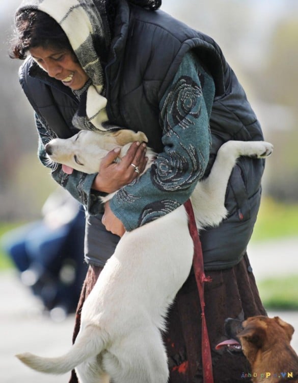 hombre abrazando a su perro