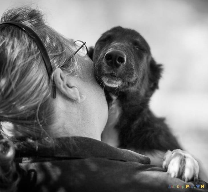 mujer besando a su perro