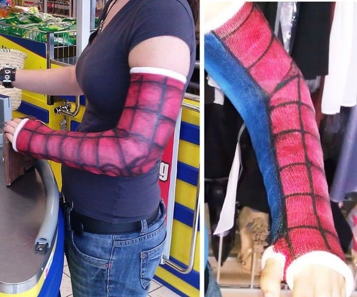 Yeso con diseño de spiderman 