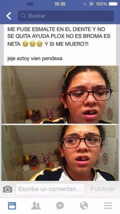 niña con diente pintado pregunta en facebook si se puede morir