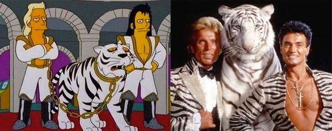 personas y tigre blanco hechos en caricatura