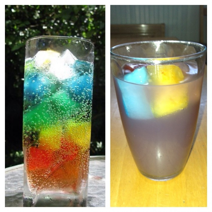 vaso con hielos de colores 