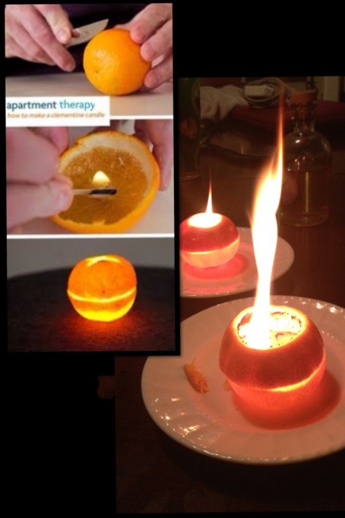 velas aromaticas de naranja mal elaboradas