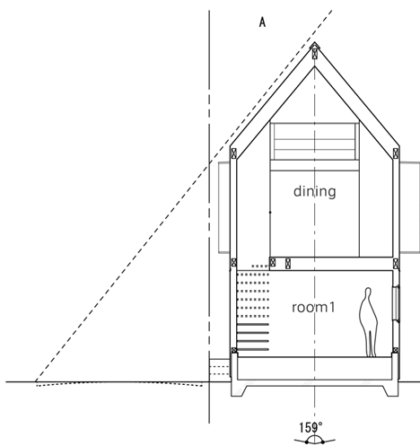 Plano de la altura de la casa triangular