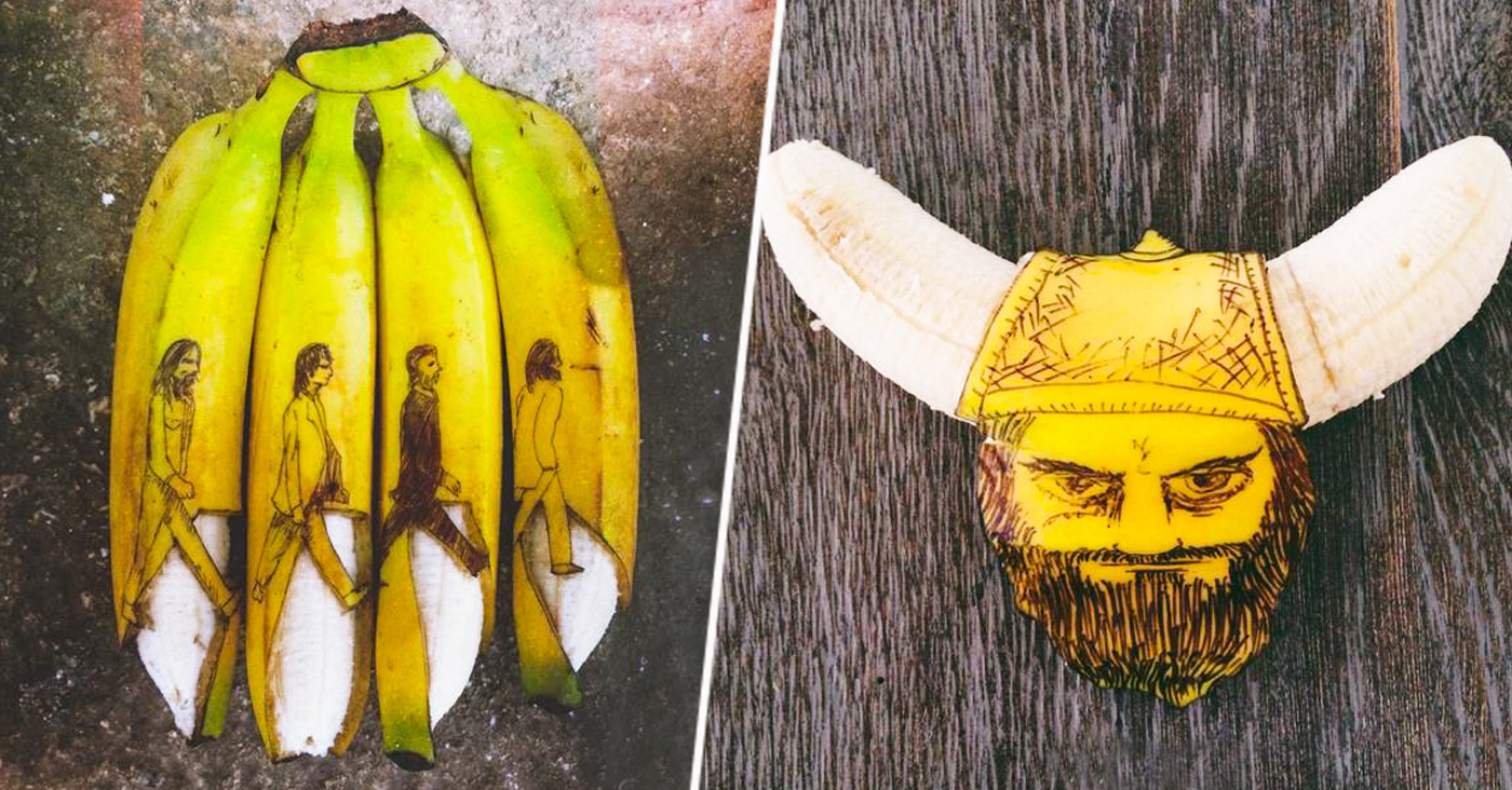 Este artista crea increíbles obras de arte en plátanos