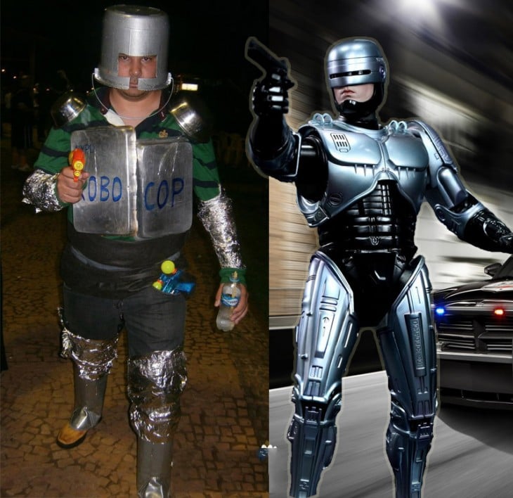 Chico disfrazado de Robocop 