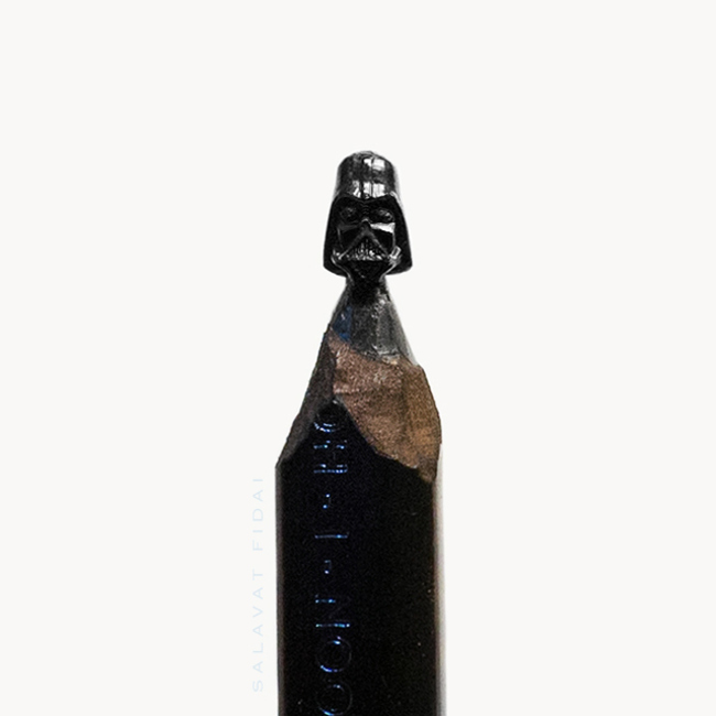Punta de un lápiz con la cabeza de Darth Vader de star wars 