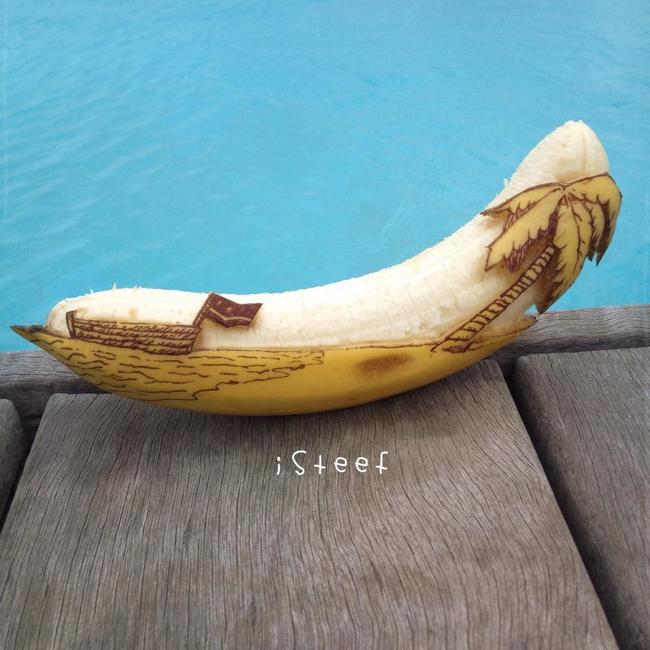 Plátano con el diseño de una isla desierta 