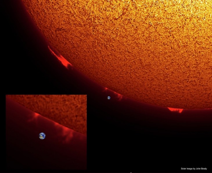 El sol cerca del planeta tierra 