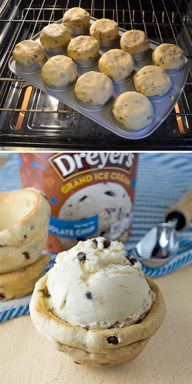 Procedimiento para hacer tazones de galletas con helado 