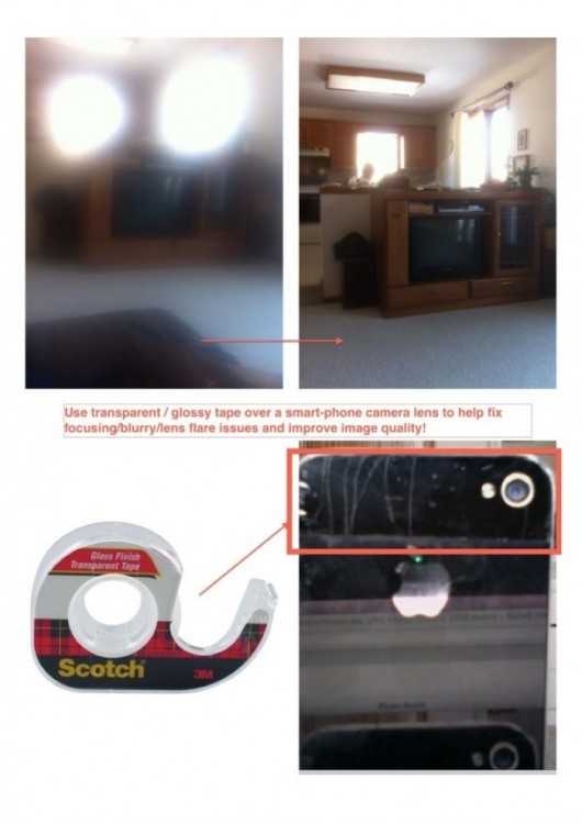 Utiliza cinta adhesiva transparente sobre la cámara de tu celular para mejorar la calidad de tu imagen y enfocar mejor 