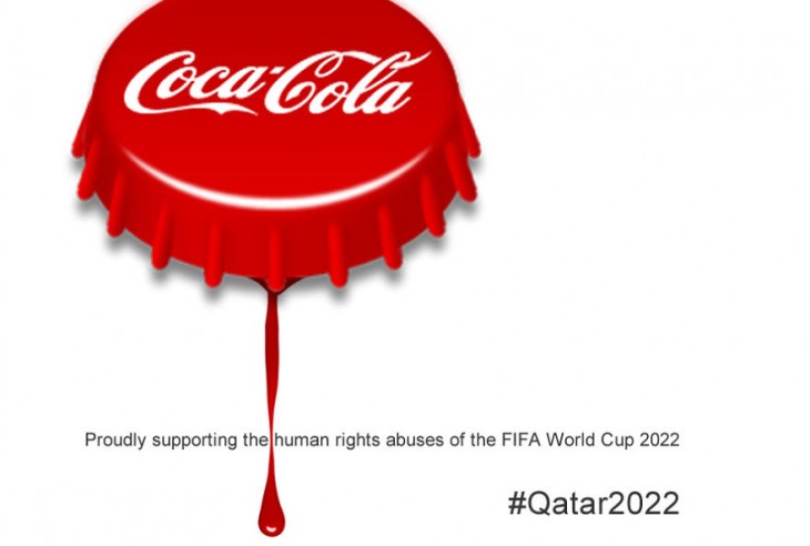 anti logos FIFA tapa de coca cola sangrando