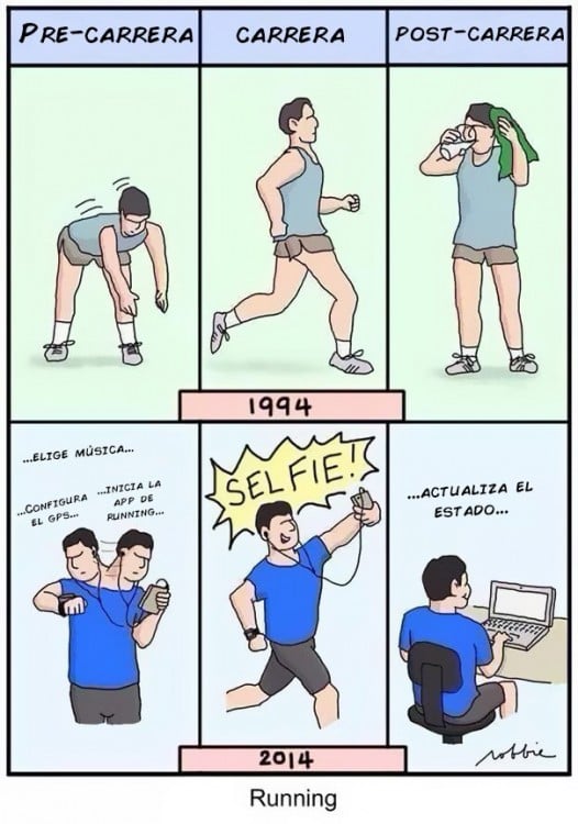 dibujos de la diferencia de hacer ejercicio en 1994 ha como se hace en el 2014 