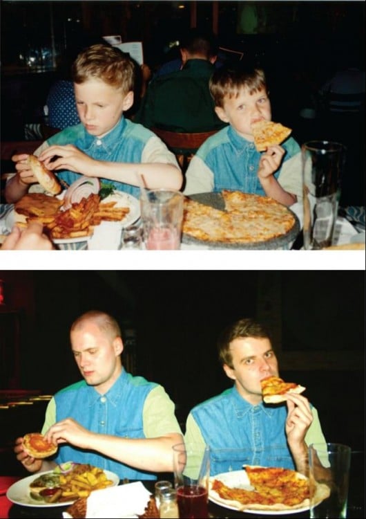 ellos comiendo pizza