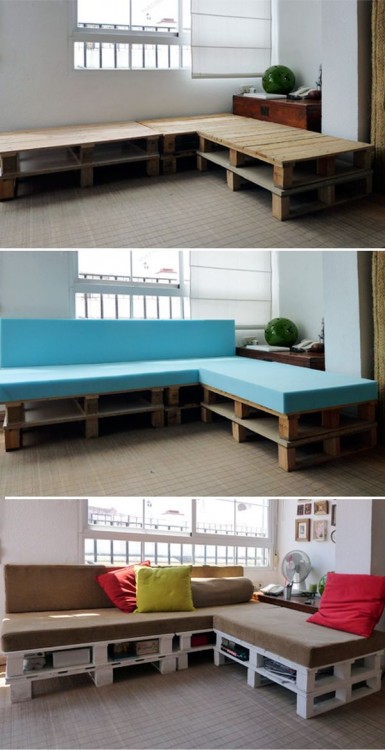 sala en escuadra para interior diy con pallets