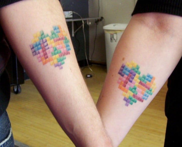 corazones de tetris tatuajes de parejas couple tattos