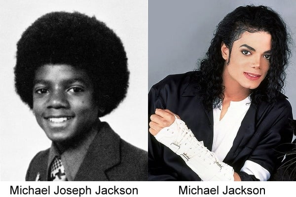 Michael Jackson en su fotografía de anuario en comparación con una más actual 