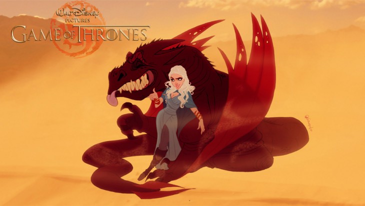 Daenerys Targaryen y Drogon de Game Of Thrones al estilo de disney 