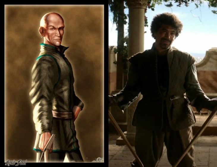 Syrio Forel personaje del libro con el personaje de la serie 