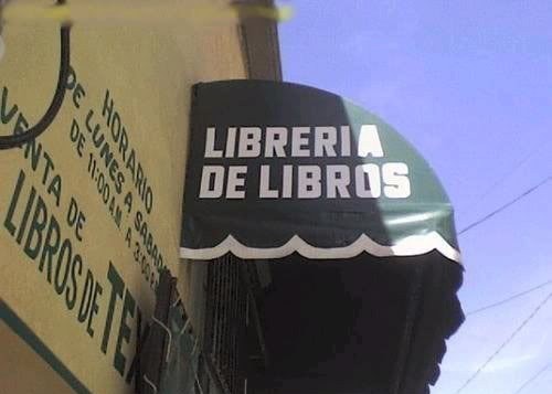 Publicidad de una librería que especifica ser de libros 