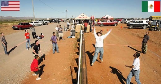 Un partido de voleybol de frontera a frontera