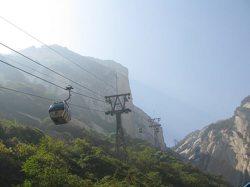 teleférico para ir al monte Huashan en China