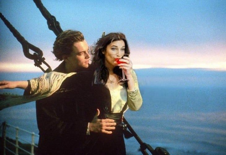 photoshop de la escena con Leonardo Dicaprio en el Titanic