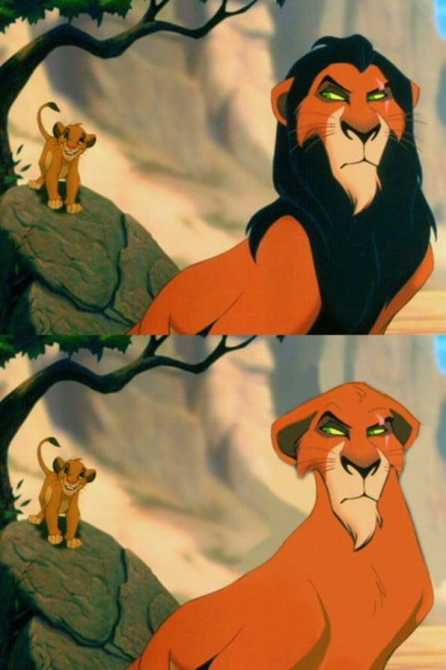 Foto de Scar de el rey león con y sin barba 