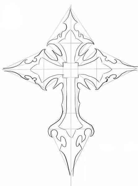 Dibujo de una cruz sobre un papel blanco 