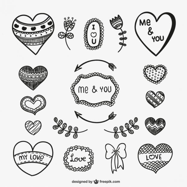 dibujos de corazones de diferentes formas 