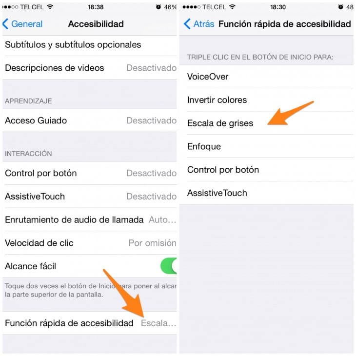 Captura de pantalla para poner tu iPhone en modo escala de grises