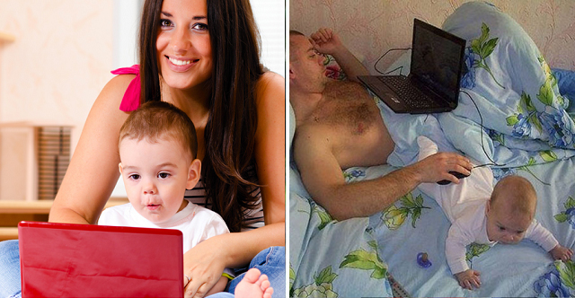 padre y madre trabajando en casa vs gracioso funny lol