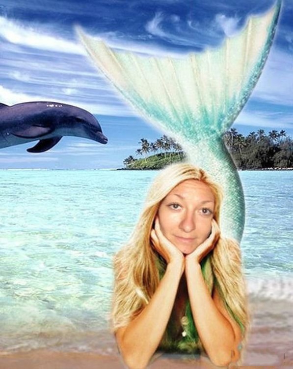 mujer que se convierte en sirena con photoshop