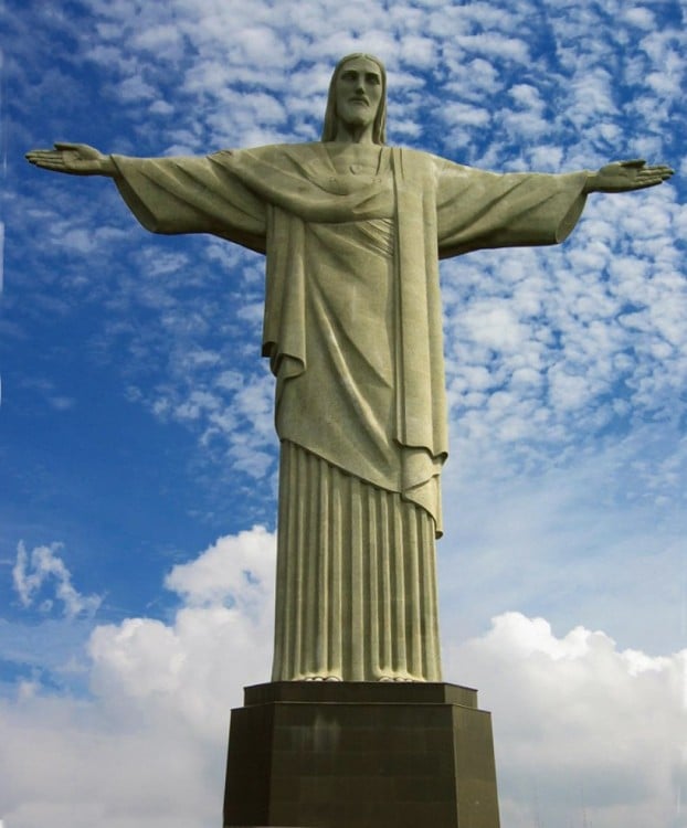 Fotografía de cerca del Cristo Redentor de Corcovado en Río de Janeiro, Brasil