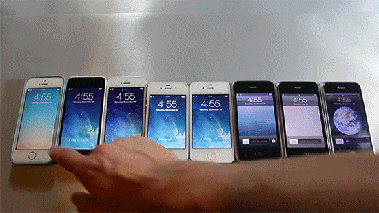 GIF de una persona pasando su mano por encima de algunos iPhones