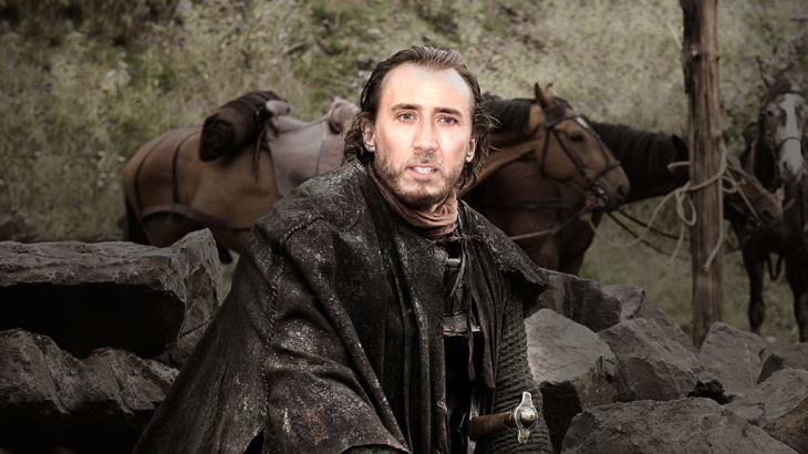 Jeromy Flynn personaje de Game of Thrones en la cara de Nicolas Cage 