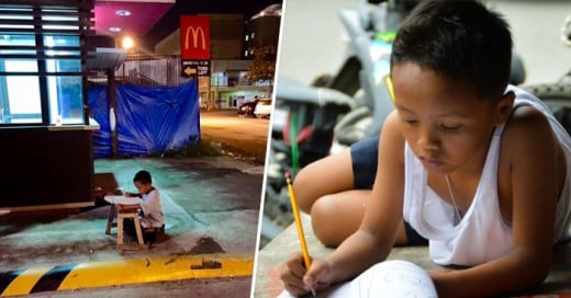 Niño captado estudiando fuera de un Macdonals se comvierte en viral, esta es su historia