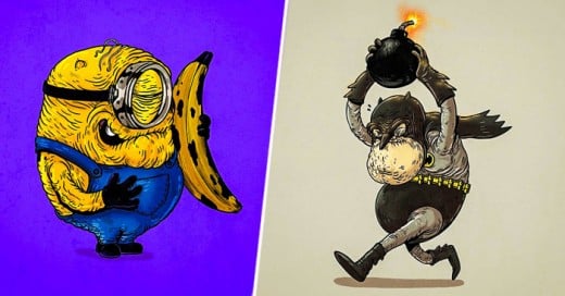 Ilustraciones de la cultura pop recrean el tiempo y la vejes