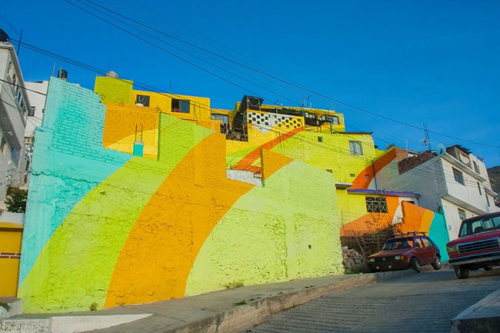 Pared de la colonia Palmitas que conforma el macromural en Pachuca Hidalgo