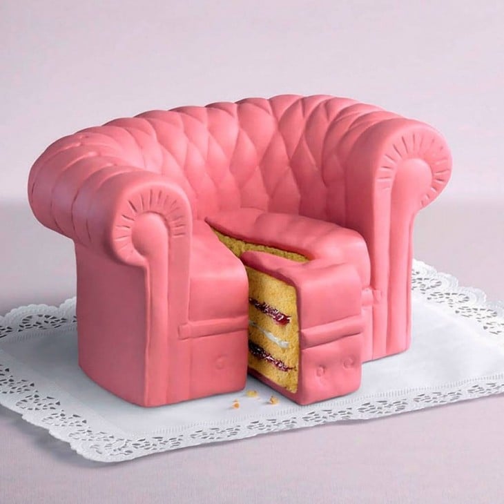 pastel de sofá color rosa 