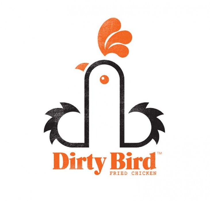 Logotipo Dirty Bird de pollo frito 