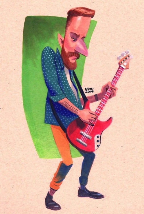 stinky personaje de caricatura de Hey Arnold que toca el bajo ahora que tiene 26 años